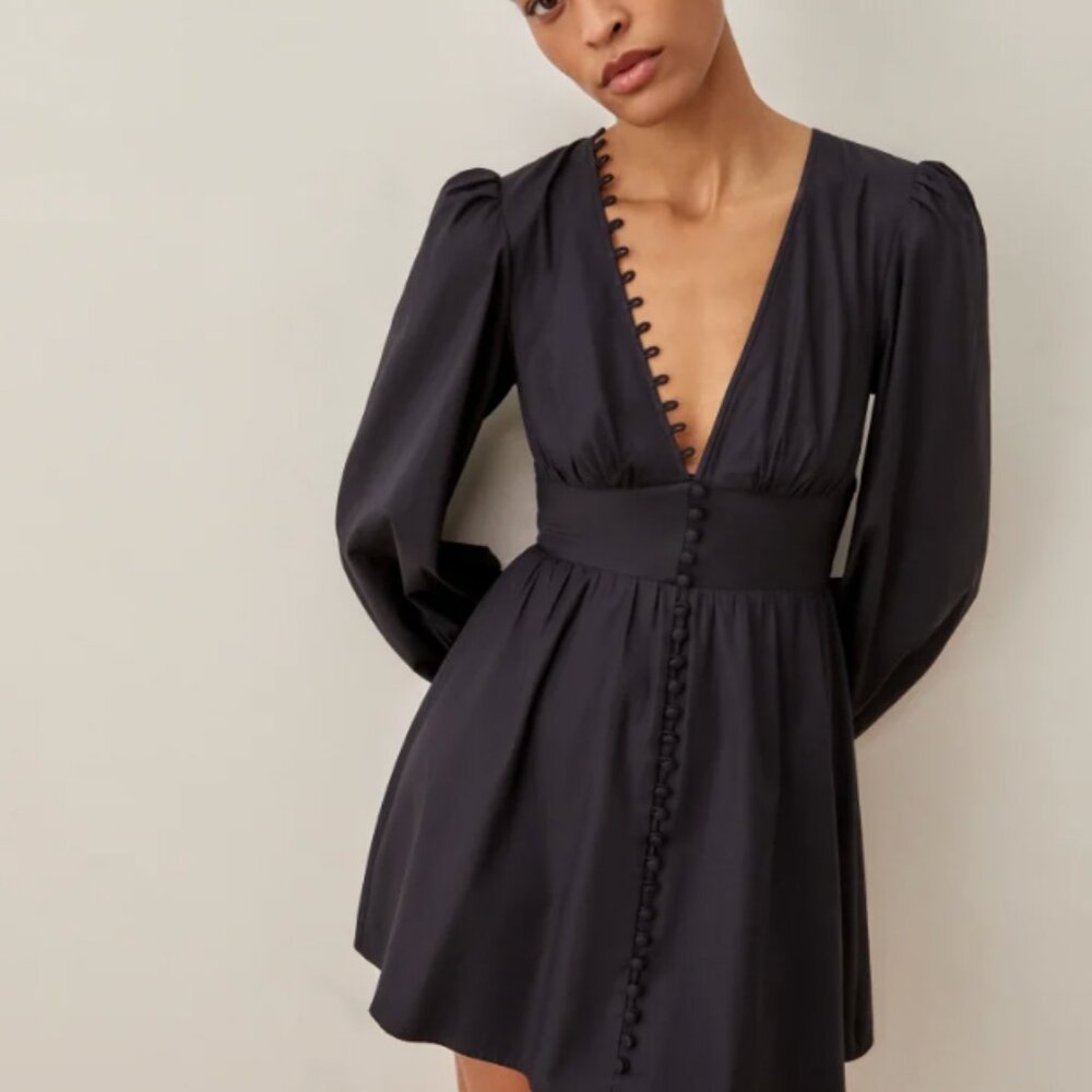 Black Floral Reformation Catie Dress | Size 2 / Xs